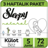 Sleepy Natural 5 Numara Organik Külot Bebek Bezi 72 Adet