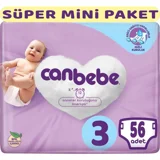 Canbebe Midi Süper Mini Paket 3 Numara Bantlı Bebek Bezi 2x56 Adet