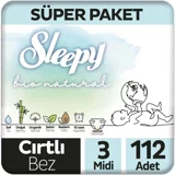 Sleepy Bio Natural 3 Numara Organik Cırtlı Bebek Bezi 112 Adet