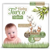 Baby Turco Doğadan 3 Numara Bantlı Bebek Bezi 102 Adet
