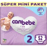 Canbebe Mini Süper Mini Paket 2 Numara Bantlı Bebek Bezi 2x52 Adet