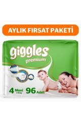 Giggles Premium Maxi 4 Numara Cırtlı Bebek Bezi 96 Adet