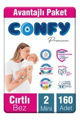 Confy Premium Mini 2 Numara Cırtlı Bebek Bezi 160 Adet