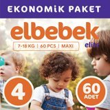 Elbebek Elite Maxi 4 Numara Cırtlı Bebek Bezi 60 Adet