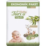 Baby Turco Doğadan 4 Numara Bantlı Bebek Bezi 48 Adet