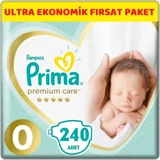 Prima Premium Care Prematüre 0 Numara Cırtlı Bebek Bezi 240 Adet