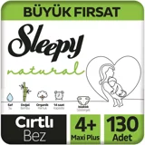 Sleepy Maxi Plus Büyük Fırsat 4 + Numara Organik Cırtlı Bebek Bezi