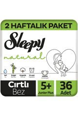Sleepy Junior Plus 2 Haftalık Paket 5 + Numara Organik Cırtlı Bebek Bezi 36 Adet