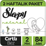 Sleepy Mini 2 Numara Organik Göbek Oyuntulu Cırtlı Bebek Bezi 84 Adet