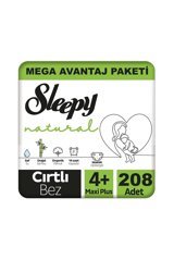 Sleepy Mega Avantaj Paketi 4 + Numara Organik Cırtlı Bebek Bezi 208 Adet