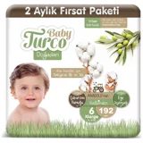 Baby Turco Doğadan 6 Numara Bantlı Bebek Bezi 192 Adet