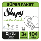 Sleepy Natural 3 + Numara Organik Cırtlı Bebek Bezi 104 Adet