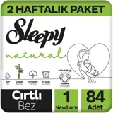 Sleepy Yenidoğan 1 Numara Organik Göbek Oyuntulu Cırtlı Bebek Bezi 84 Adet