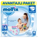 Molfix Maxi Plus 4 Numara Cırtlı Bebek Bezi 156 Adet