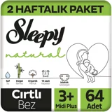 Sleepy Midi Plus 2 Haftalık Paket 3 + Numara Organik Cırtlı Bebek Bezi