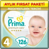 Prima Premium Care 4 Numara Cırtlı Bebek Bezi 126 Adet