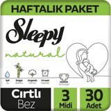 Sleepy Midi Haftalık Paket 3 Numara Organik Cırtlı Bebek Bezi