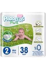 Paddlers Pure 2 Numara Organik Cırtlı Bebek Bezi 38 Adet