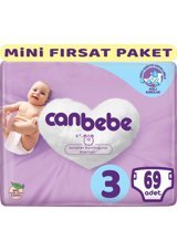 Canbebe Midi Mini Fırsat Paket 3 Numara Bantlı Bebek Bezi 69 Adet