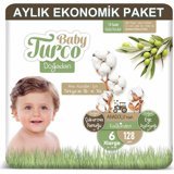 Baby Turco Doğadan 6 Numara Bantlı Bebek Bezi 128 Adet
