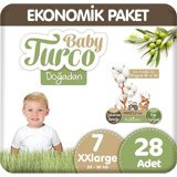 Baby Turco Doğadan XXLarge 7 Numara Cırtlı Bebek Bezi 28 Adet