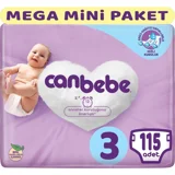 Canbebe Midi Mega Mini Paket 3 Numara Bantlı Bebek Bezi 115 Adet