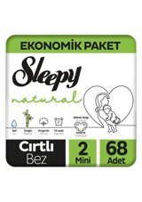Sleepy Mini Ekonomik Paket 2 Numara Organik Cırtlı Bebek Bezi 68 Adet