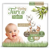 Baby Turco Doğadan 4 Numara Bantlı Bebek Bezi 90 Adet