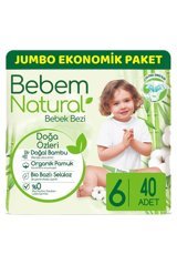 Molfix Bebem Natural Large 6 Numara Organik Cırtlı Bebek Bezi 40 Adet