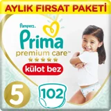 Prima Premium Care 5 Numara Külot Bebek Bezi 102 Adet