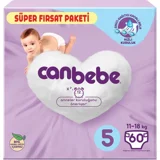 Canbebe Junior Süper Fırsat Paketi 5 Numara Bantlı Bebek Bezi 60 Adet