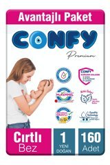 Confy Premium Yenidoğan Yenidoğan Cırtlı Bebek Bezi 160 Adet