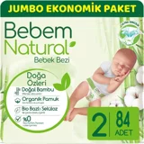 Bebem Natural Doğa Özleri 2 Numara Organik Cırtlı Bebek Bezi 84 Adet