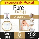 Pure Baby Ekonomik Paket 5 Numara Organik Cırtlı Bebek Bezi