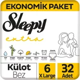 Sleepy Extra Günlük Aktivite 6 Numara Organik Külot Bebek Bezi 32 Adet
