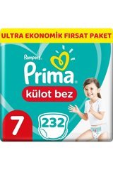 Prima Ultra Ekonomik Fırsat Paketi 7 Numara Külot Bebek Bezi 232 Adet