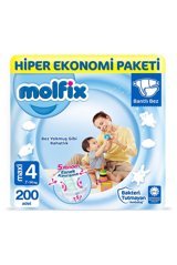 Molfix Maxi 4 Numara Cırtlı Bebek Bezi 200 Adet