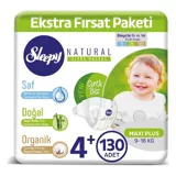 Sleepy Natural Ultra Hassas Maxi Plus 4 + Numara Organik Cırtlı Bebek Bezi 130 Adet