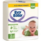 Evy Baby Hipoalerjenik 4'lü Fırsat Paketi 3 Numara Cırtlı Bebek Bezi 4x30 Adet