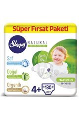 Sleepy Maxi Plus 4 + Numara Organik Cırtlı Bebek Bezi 130 Adet
