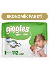 Giggles Premium Yenidoğan Yenidoğan Cırtlı Bebek Bezi 112 Adet