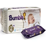Bumble İkiz Paket 2 Numara Cırtlı Bebek Bezi 44 Adet + Bumble Baby Islak Mendil Hediyeli