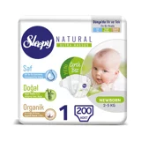 Sleepy Natural Ultra Hassas Yenidoğan 1 Numara Organik Cırtlı Bebek Bezi 200 Adet