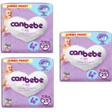 Canbebe Maxi Plus Jumbo Paket 4 + Numara Bantlı Bebek Bezi 3x25 Adet