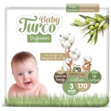 Baby Turco Doğadan 3 Numara Bantlı Bebek Bezi 170 Adet