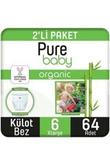 Pure Baby Pamuklu 6 Numara Organik Külot Bebek Bezi 64 Adet