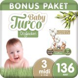 Baby Turco Doğadan 3 Numara Bantlı Bebek Bezi 136 Adet