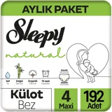 Sleepy Natural Maxi 4 Numara Organik Külot Bebek Bezi 2x96 Adet