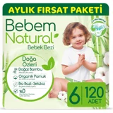 Bebem Natural Doğa Özleri 6 Numara Organik Cırtlı Bebek Bezi 120 Adet