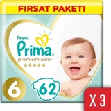 Prima Premium Care 6 Numara Cırtlı Bebek Bezi 186 Adet